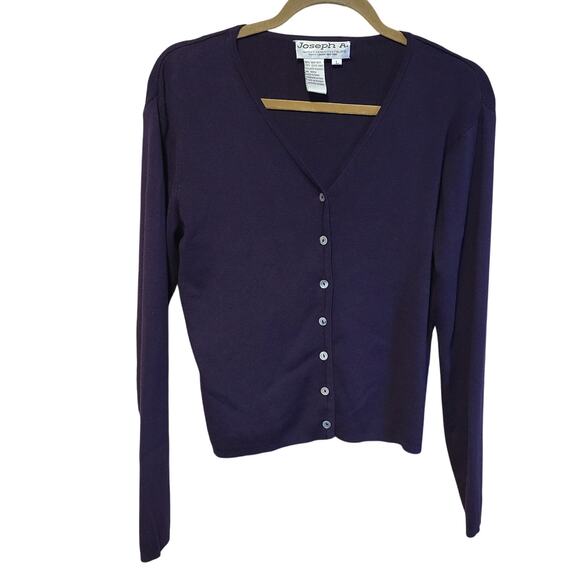 Joseph A Sweaters - Y2K Joseph A Women Mother of Pearl Button Size Large Silk Blend Cardigan Sweater